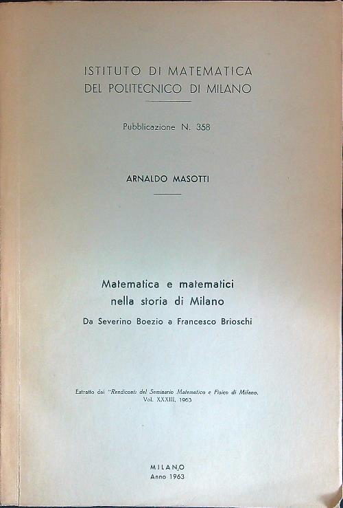 Matematica e matematici nella storia di Milano ESTRATTO