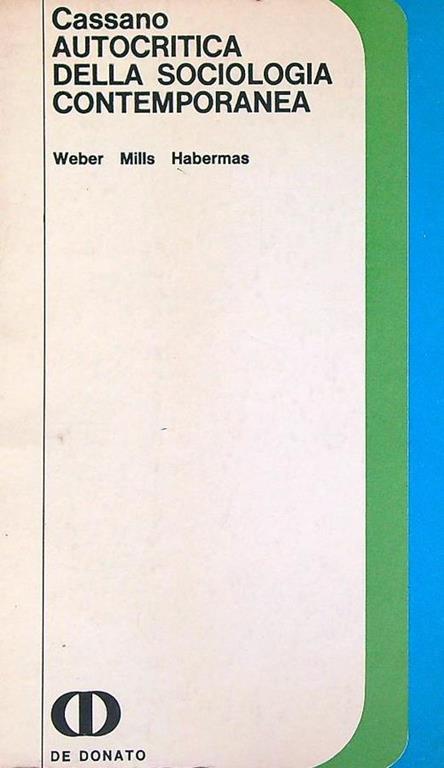 Autocritica della sociologia contemporanea - Franco Cassano - copertina