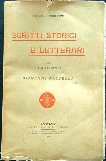 Scritti storici e letterari boglietti - Giovanni Bognetti - copertina