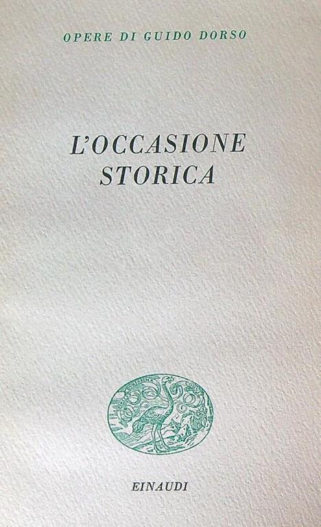 L' occasione storica - Guido Dorso - copertina