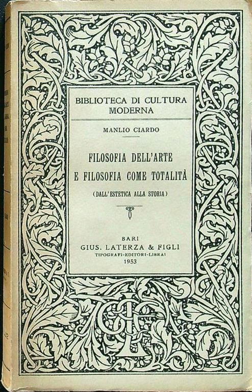 Filosofia dell'arte e filosofia come totalità - Manlio Ciardo - copertina