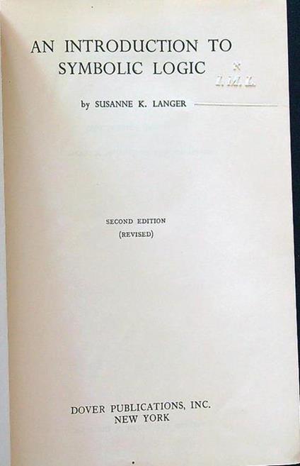 An introduction to symbolic logic - Susanne K. Langer - copertina