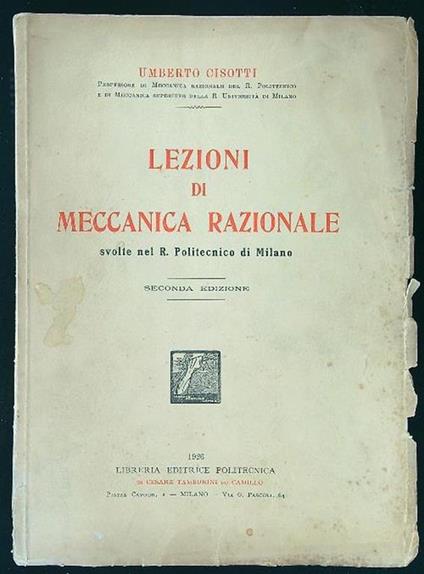 Lezioni di meccanica razionale - copertina