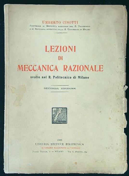 Lezioni di meccanica razionale - copertina