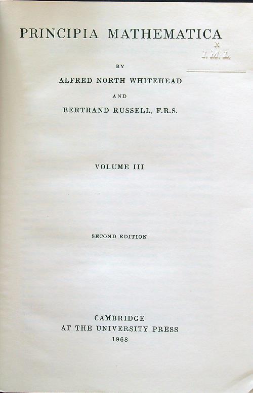 Principia mathematica vol III