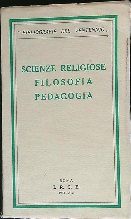 Scienze religiose filosofia pedagogia - copertina