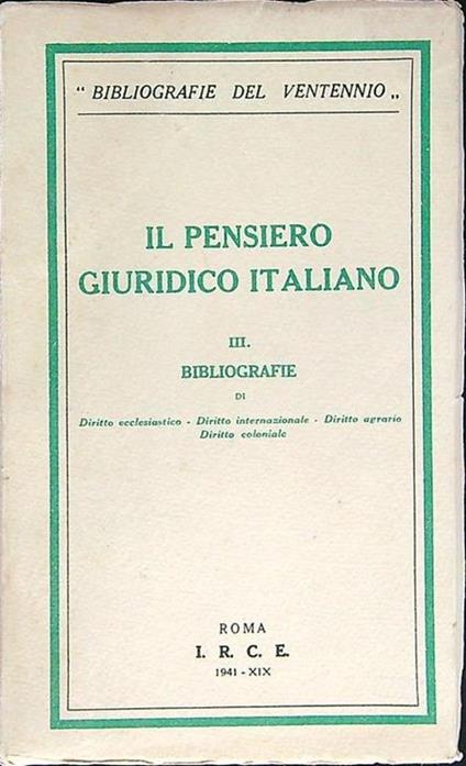 Il  pensiero giuridico italiano III - copertina