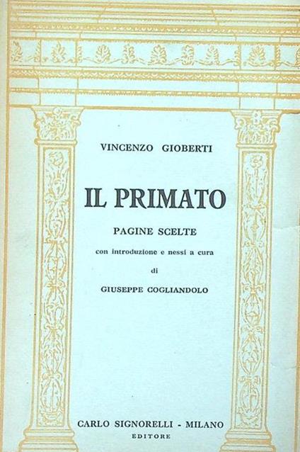 Il primato - Vincenzo Gioberti - copertina