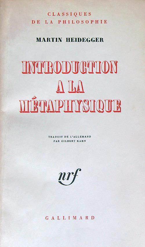 Introduction a la metaphysique