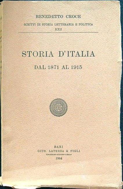 Storia d'Italia dal 1871 al 1915 - Benedetto Croce - copertina