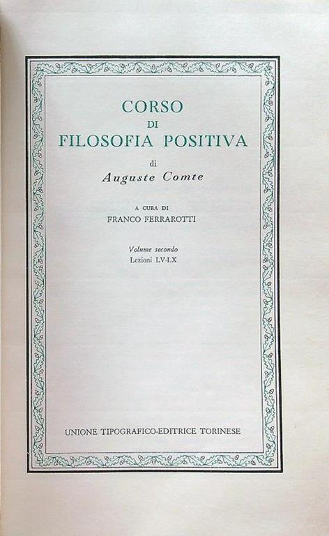 Corso di filosofia positiva vol II - copertina