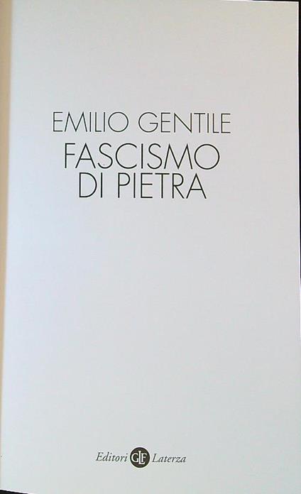 Fascismo di pietra - Emilio Gentile - copertina