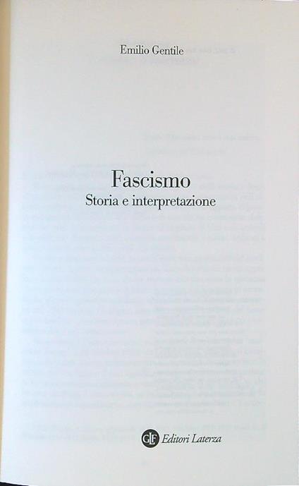 Fascismo. Storia e interpretazione - Emilio Gentile - copertina