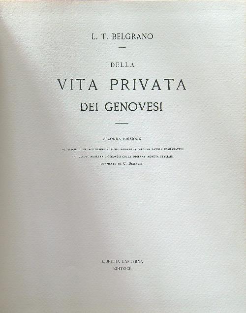Della vita privata dei genovesi (ristampa anastatica)
