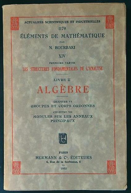 Algèbre chap. VI-VII - copertina