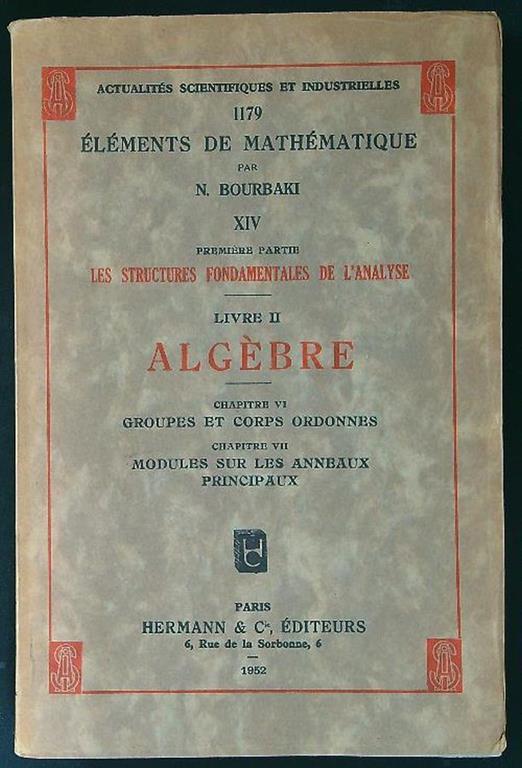 Algèbre chap. VI-VII - copertina