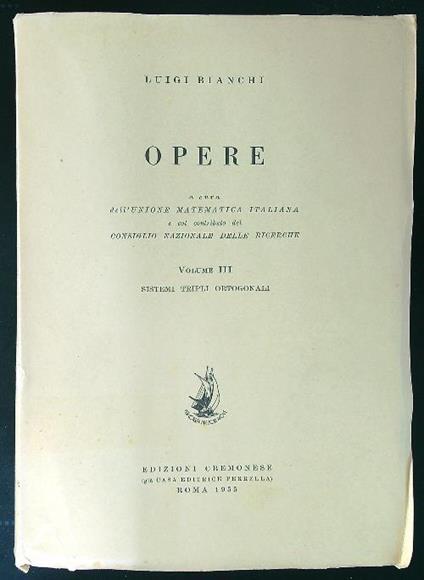 Opere vol. III - Luigi Bianchi - copertina