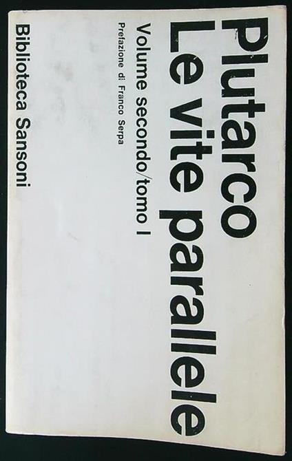 Le vite parallele vol. 2 tomo I - Plutarco - copertina