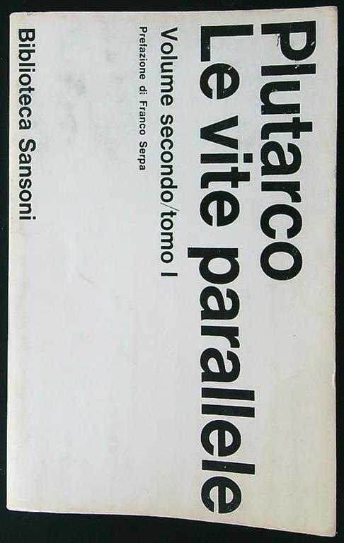 Le vite parallele vol. 2 tomo I - Plutarco - copertina