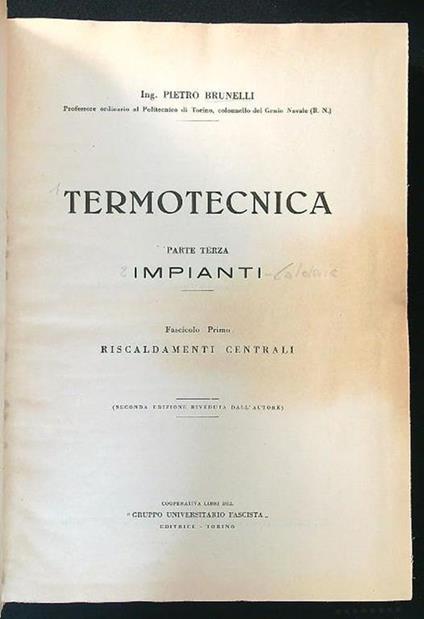 Termotecnica parte terza - Impianti - Pietro Brunelli - copertina