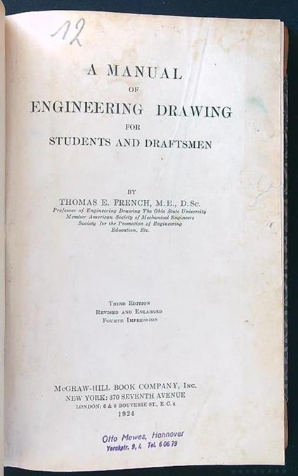 A Manual of Engineering Drawing for Students and Draftsmen - copertina