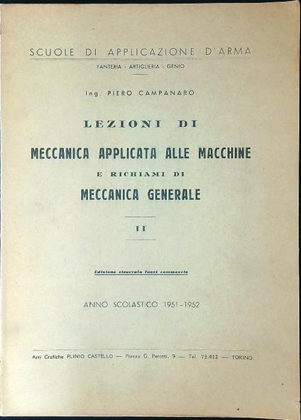 Meccanica applicata alle macchine II - Piero Campanaro - copertina