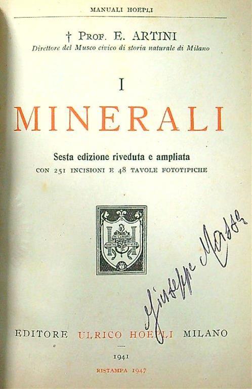 I minerali - Ettore Artini - copertina