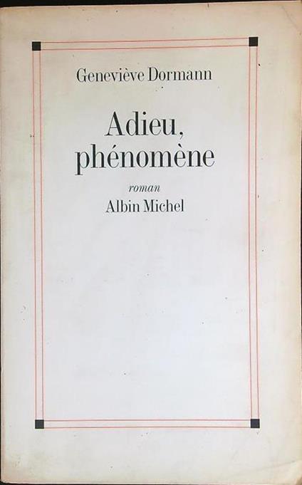 Adieu, phénomène - copertina