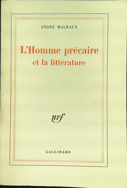 L' Homme precaire et la litterature