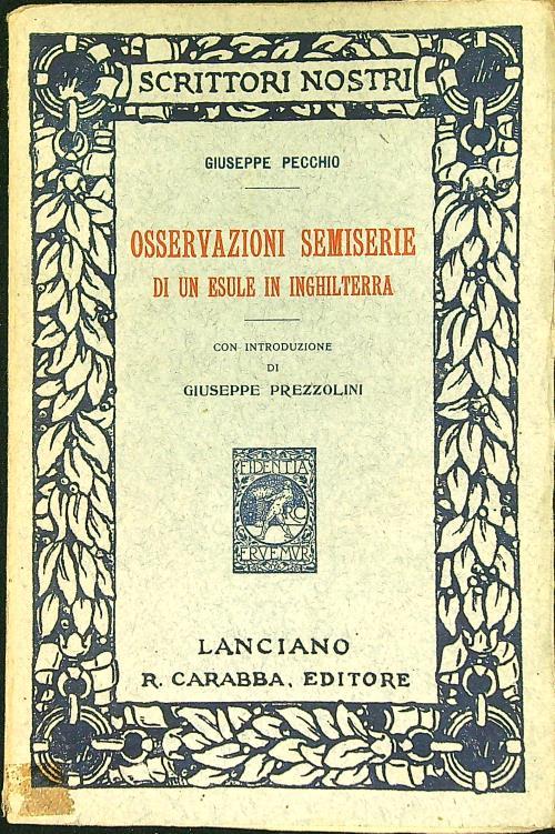 Osservazioni semiserie di un esule in Inghilterra