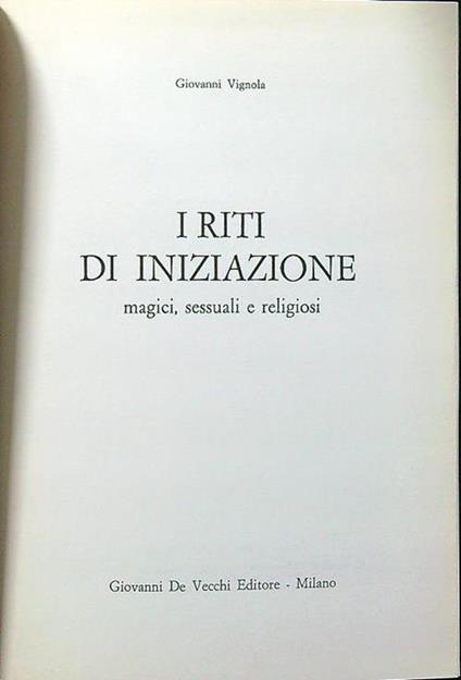 I riti di iniziazione - Giovanni Vignola - copertina