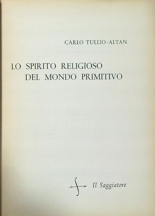 Lo spirito religioso del mondo primitivo