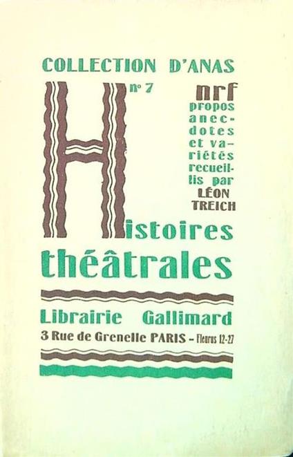 Histoires théatrales - copertina