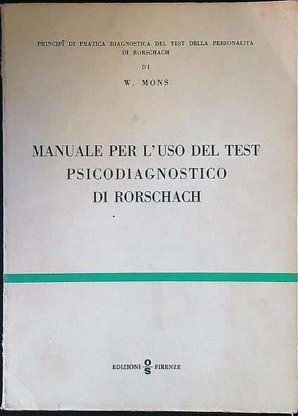 Manuale per l'uso del test psicodiagnostico di Rorschach - copertina