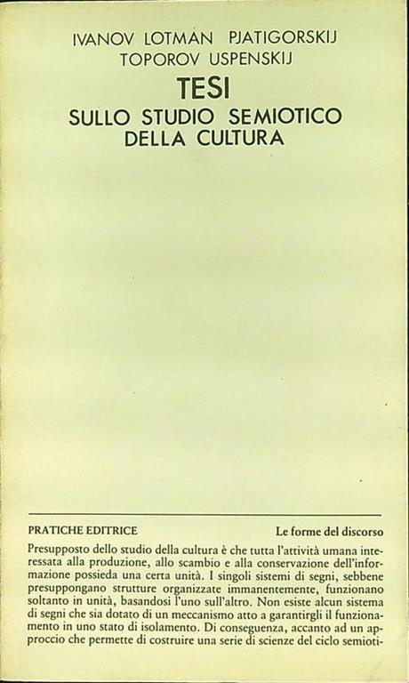 Tesi sullo studio semiotico della cultura - copertina