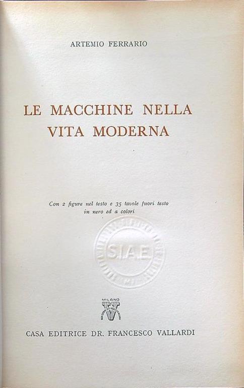 Le macchine nella vita moderna - Artemio Ferrario - copertina