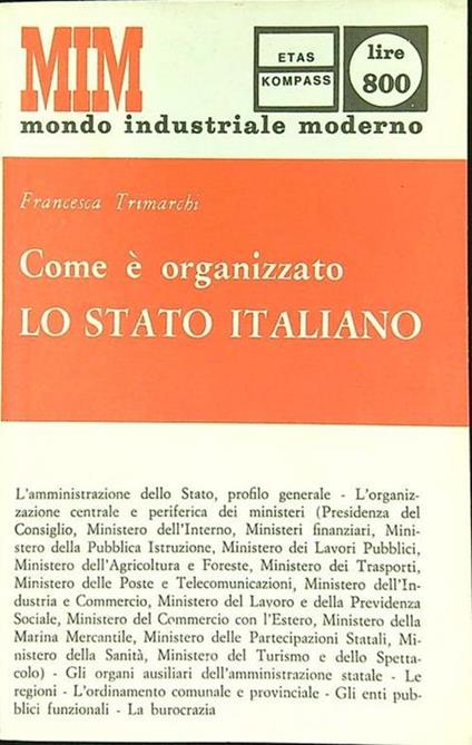 Com'e' organizzato lo Stato Italiano - copertina