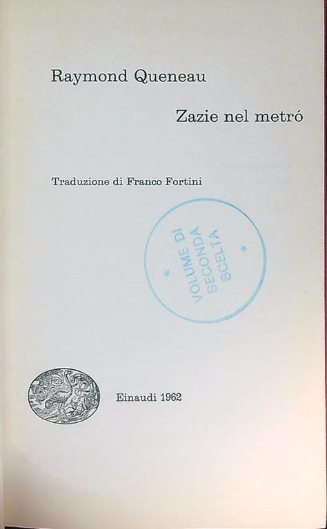 Zazie nel metrò - Raymond Queneau - copertina