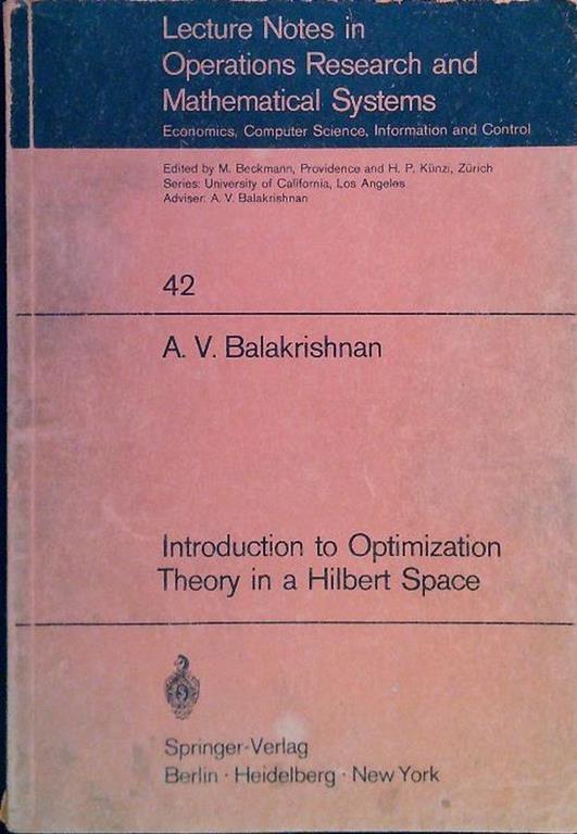 Introduction to Optimization Theory in a Hilbert Space - copertina