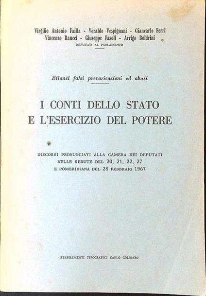 I conti dello Stato e l'esercizio del potere - copertina