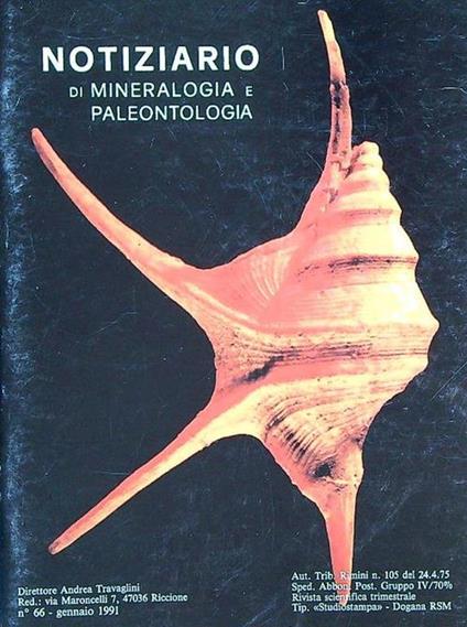 Notiziario di mineralogia e paleontologia 66/gennaio 1991 - copertina