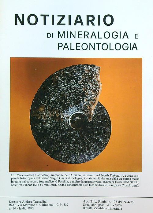 Notiziario di mineralogia e paleontologia 44/luglio 1985