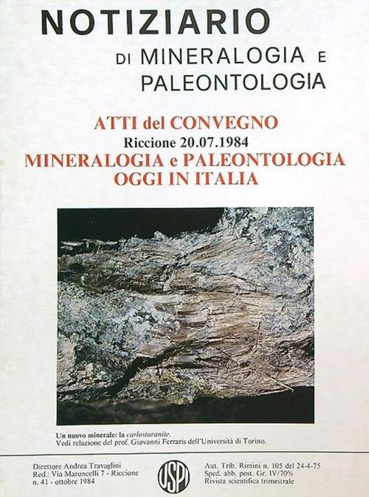 Notiziario di mineralogia e paleontologia 41/ottobre 1984 - copertina