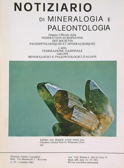 Notiziario di mineralogia e paleontologia 33/1 ottobre 1982 - copertina