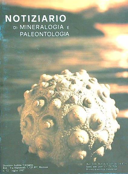 Notiziario di mineralogia e paleontologia 52/luglio 1987 - copertina