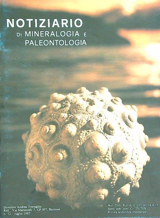Notiziario di mineralogia e paleontologia 52/luglio 1987 - copertina