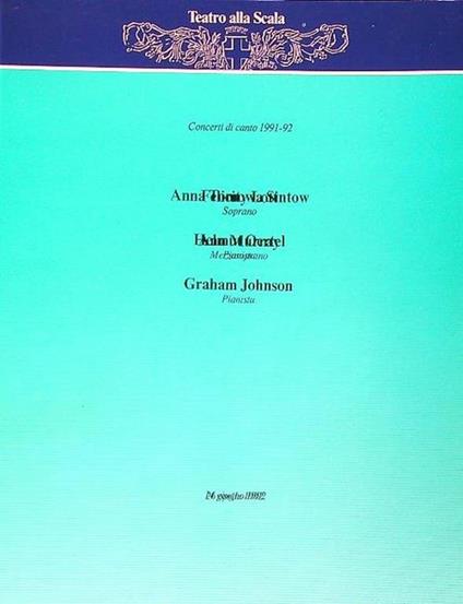 Concerti di Canto 1991-92. Anna Tomowa Sintow - Helmut Oertel - copertina