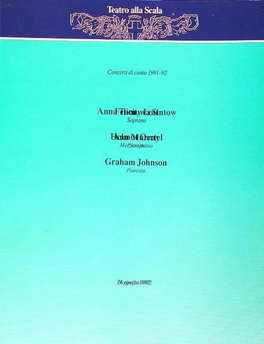 Concerti di Canto 1991-92. Anna Tomowa Sintow - Helmut Oertel - copertina