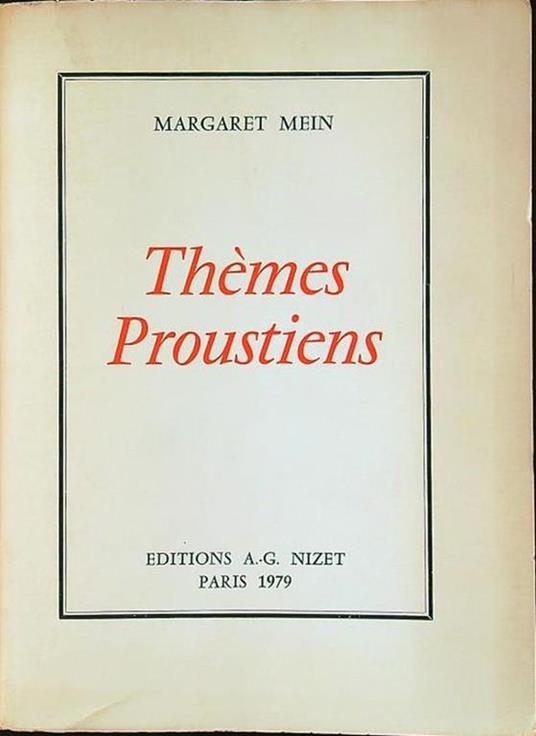 Themes proustiens - copertina