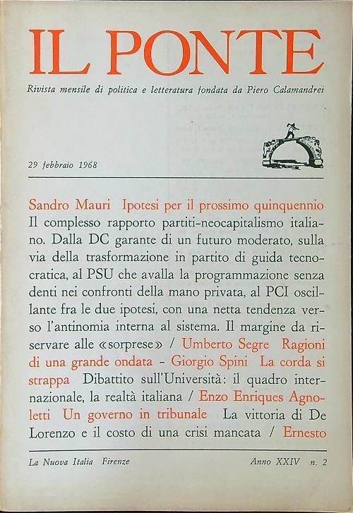 ponte n. 2/Febbraio 1968 - Piero Calamandrei - copertina